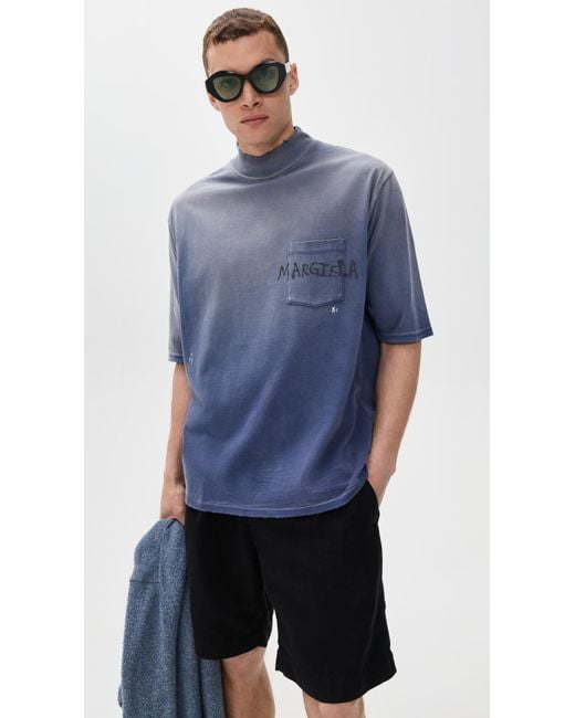 Maison Margiela Blue Distressed Tee for men