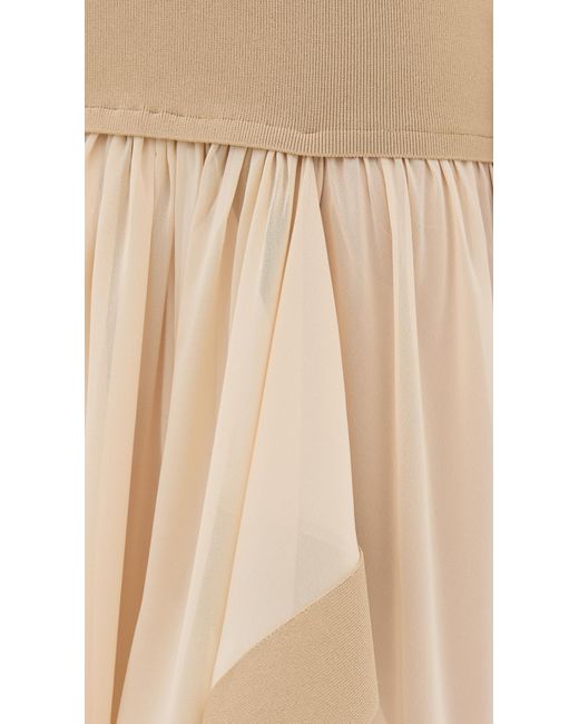 3.1 Phillip Lim Natural 3.1 Phiip I Copact Ribbed Seeveess Dress With Chiffon Skirt