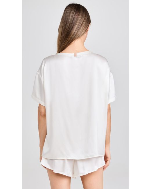 Lunya Black Washable Silk Tee Short Set