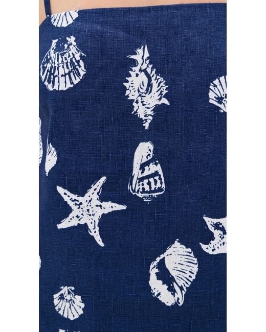 Reformation Blue Aubree Linen Dress