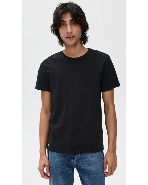 Lacoste Black Cotton Undershirt Crew Tee 3 Pack for men