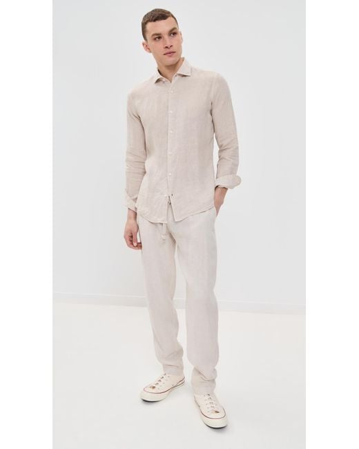 Fedeli Natural Nick Linen Button Down Shirt for men