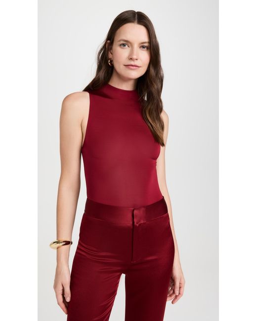 Alice + Olivia Red Nichol Sleeveless Thong Bodysuit