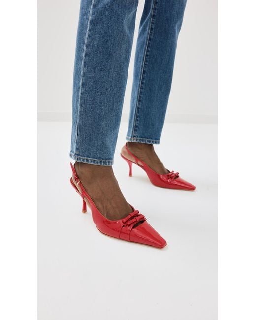 Reformation Red Noreen Bow Slingback Heels