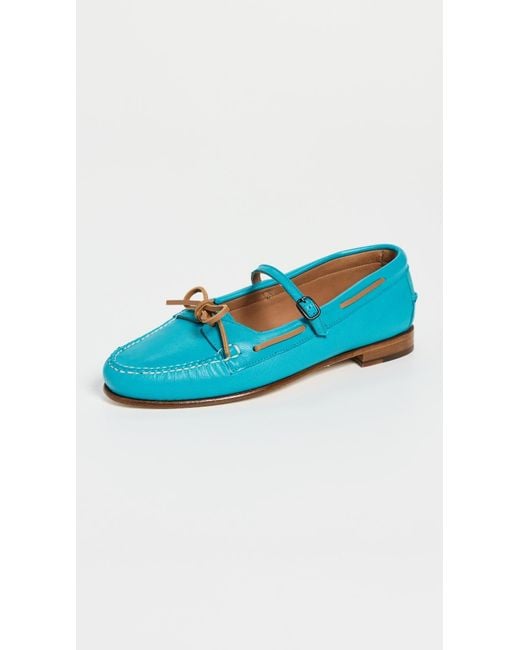 Hereu Blue Lorea Supple Shiny Flats