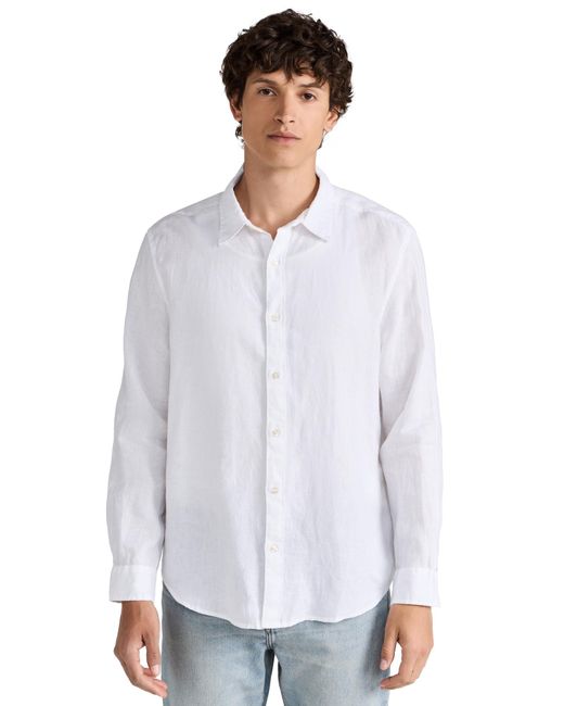 Fair Harbor White The Island Long Sleeve Linen Shirt for men