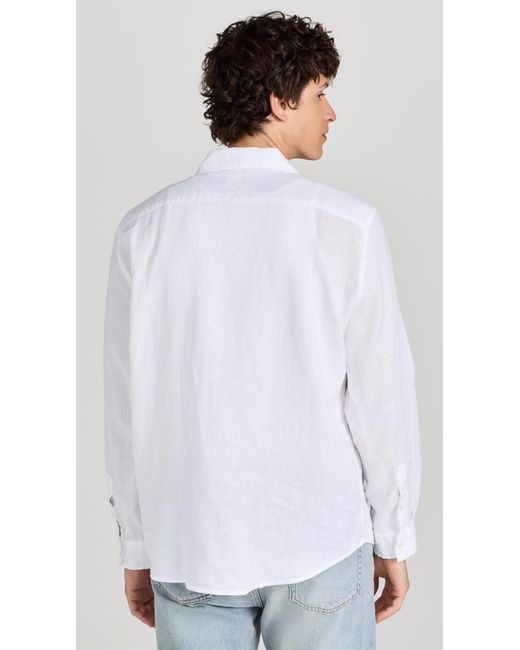 Fair Harbor White The Island Long Sleeve Linen Shirt for men