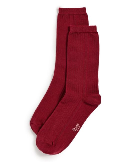 Stems Red Cotton Cashmere Crew Socks