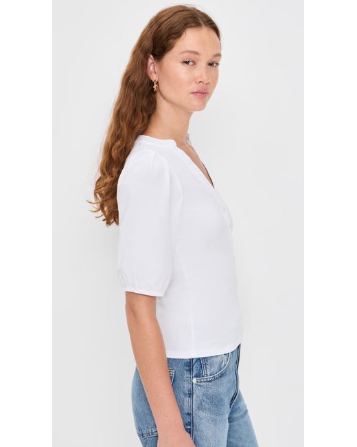 Madewell White Puff Sleeve Knit Top