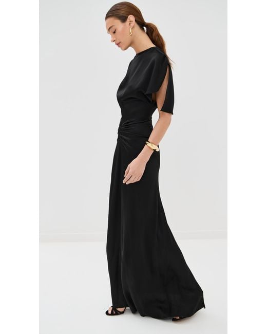 Victoria Beckham Black Gathered Waist Floor Length Dress