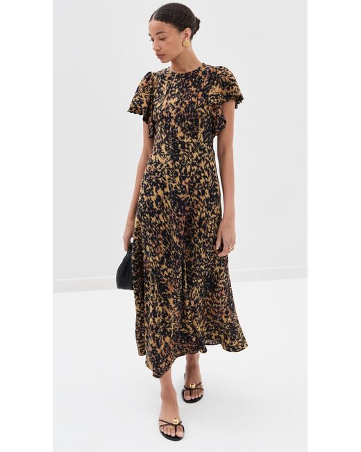 Ulla Johnson Multicolor Blithe Flutter Sleeve Midi Dress