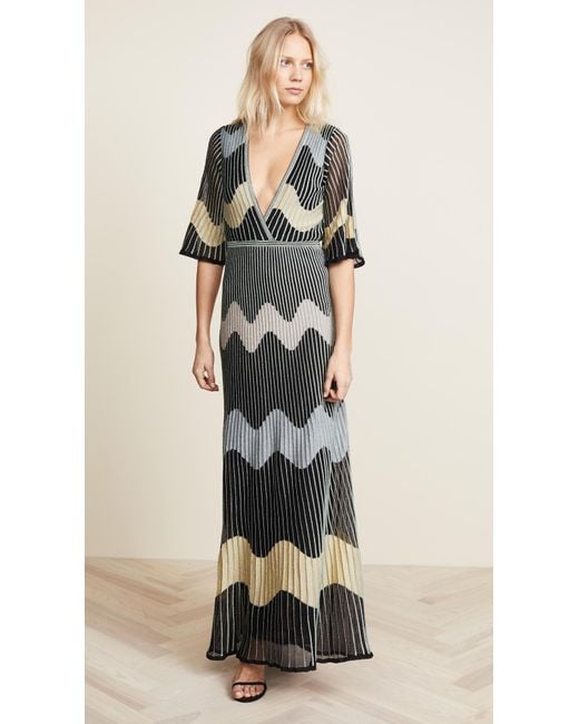 M Missoni Black Deep V Maxi Dress