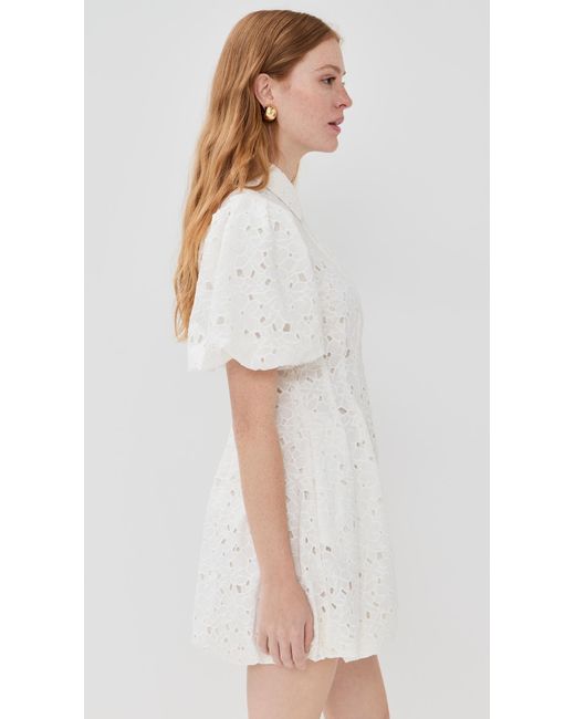 Jonathan Simkhai White Cleo Balloon Pintuck Mini Dress