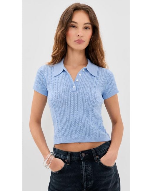 GOOD AMERICAN Blue The Micro Cable Polo