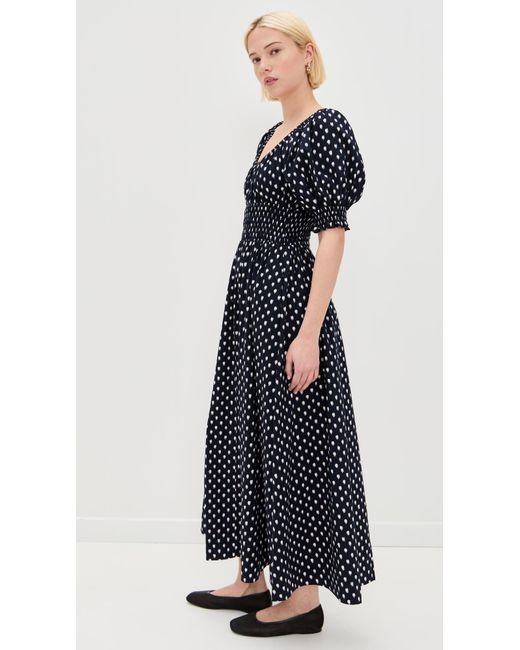 Madewell Shibori Puff Sleeve Midi Dress in Blue | Lyst