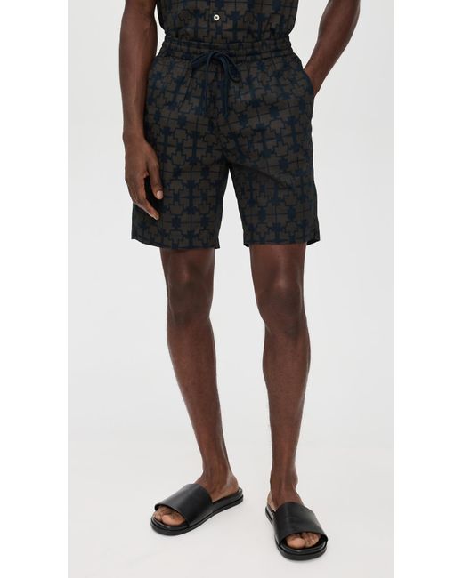 Universal Works Black Printed Simple Shorts for men