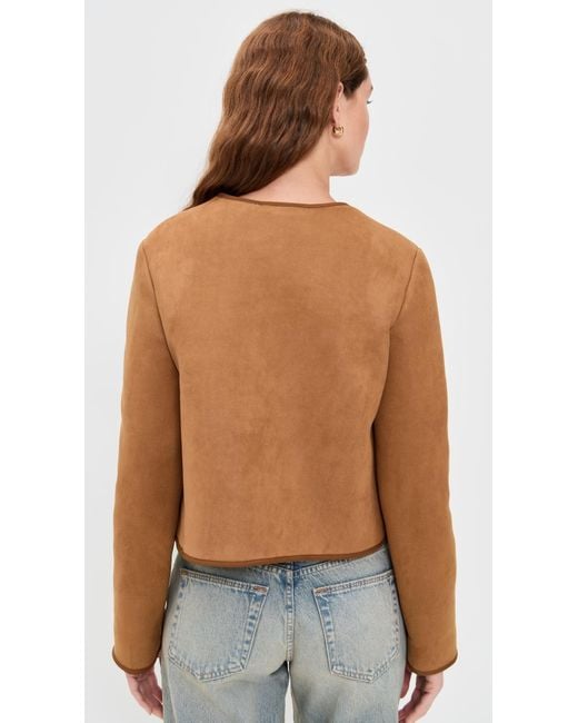 Alice + Olivia Blue Alma Faux Suede Teddy Jacket