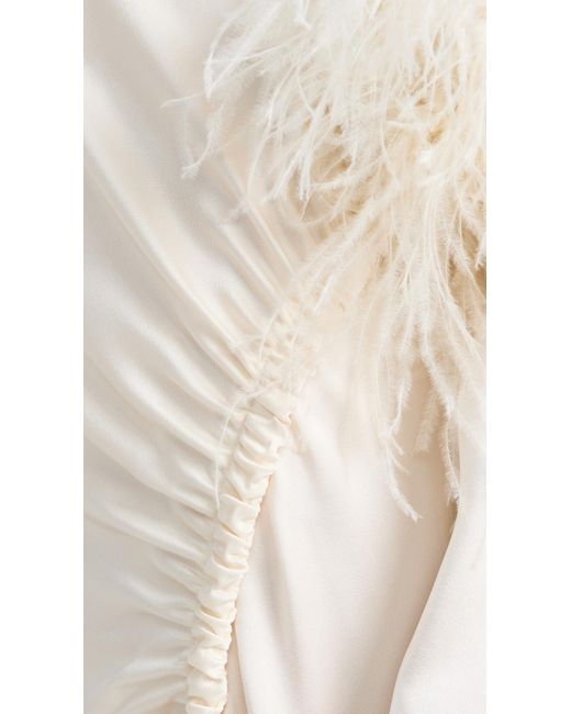 LAPOINTE White Satin Bias Feather Tab Gown