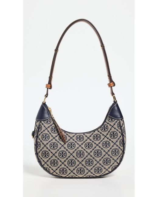 Tory Burch Gray T Monogram Crescent Bag