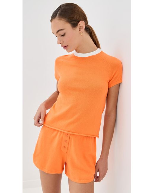 Le Bos Orange Ringer Tee