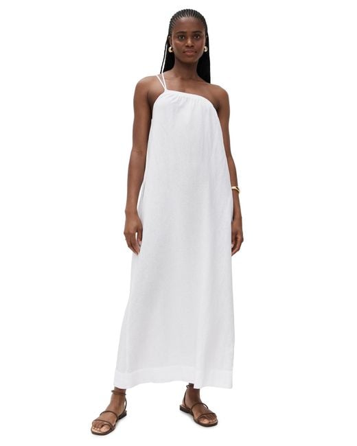 Stateside Women's White Linen Asymmetric Tie Maxi Dress - hulwithkids.com