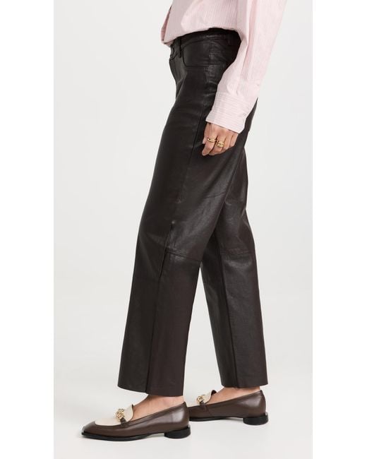 DL1961 Black Patti Straight High Rise Vintage Ankle Leather Pants