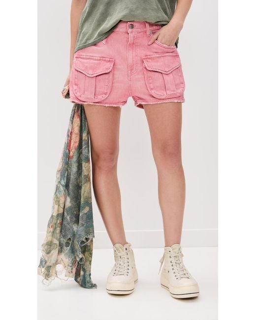R13 Pink Multi Pocket Shorts