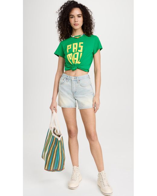 Clare V. Care V. Caic Tee Green W/ Bright Yeow X
