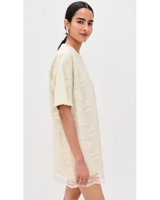 Marques'Almeida Relaxed Fit T-Shirt Dress With Lace Overlayer in Natural |  Lyst