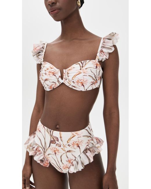 PATBO White Botanic Retro Flutter Bikini Top