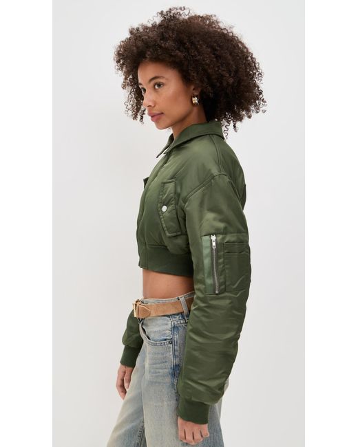Lioness Green Essential Cropped Bomber