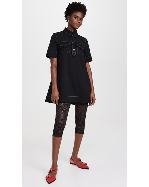 ganni crepe sable mini dress Ganni Crepe Sable Mini Dress in Black
