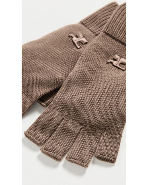 Courreges Brown Ac Wool Gloves