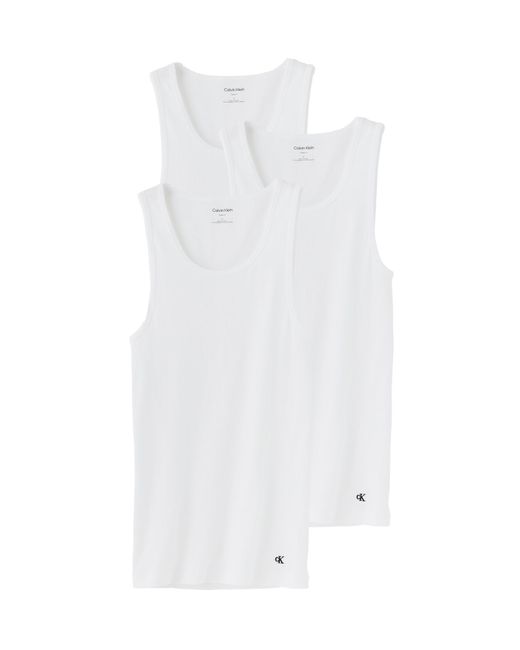 Calvin Klein White Cotton Classic 3-Pack Tank for men