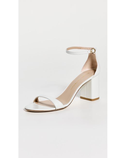 Stuart Weitzman White Nudist Block Sandals 75Mm