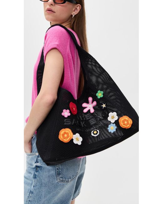 Marc Jacobs Black The Daisy Crochet Sack Bag
