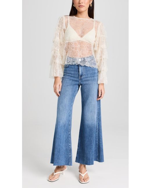 FRAME Blue Le Palazzo Crop Raw Fray Jeans