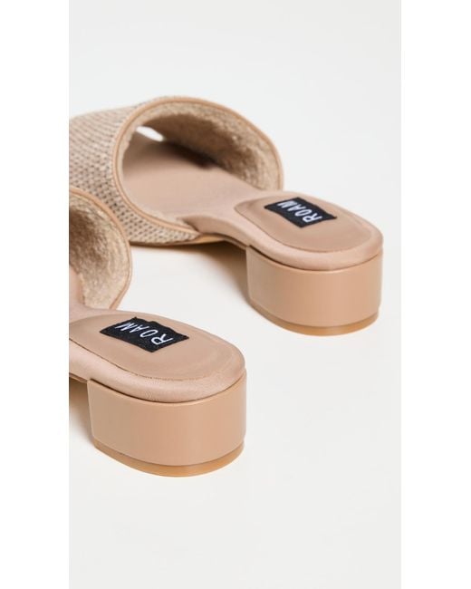 Roam Natural Raffia Square Block Heels