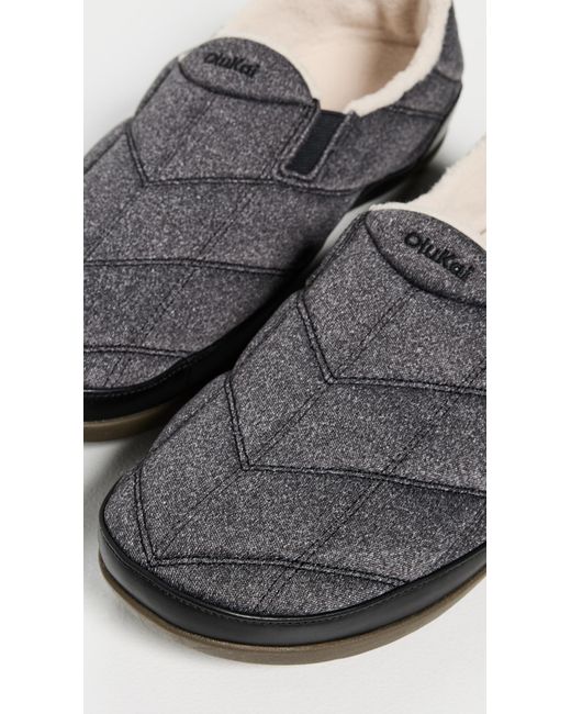 Olukai Black Puku'I Slippers for men