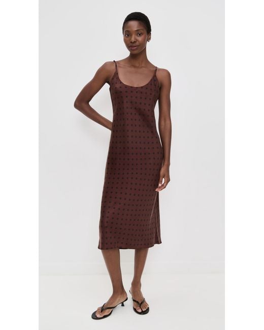 Lunya Brown Washable Silk Bias Slip Dress