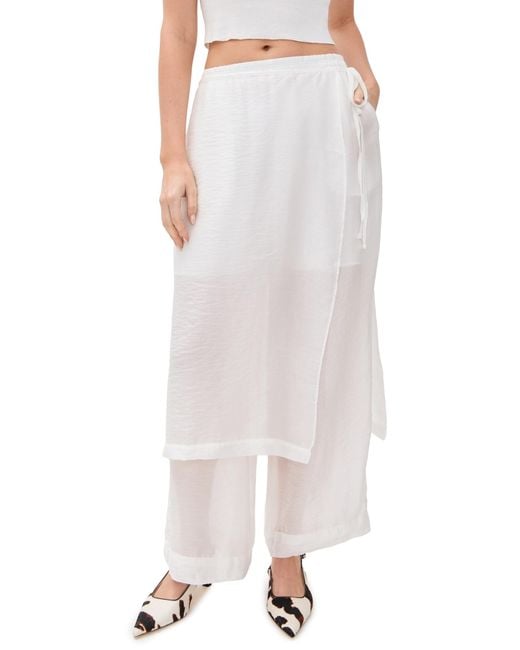 Simonett White Textured Translucent Overlay Trousers