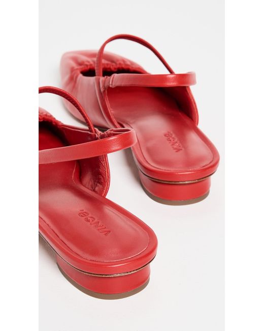 Vince S Venice Slingback Mary Jane Square Toe Flat Crimson Red Leather 11 M
