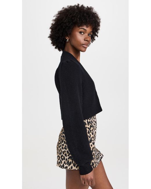 LoveShackFancy Black Avignon Crop Cardigan