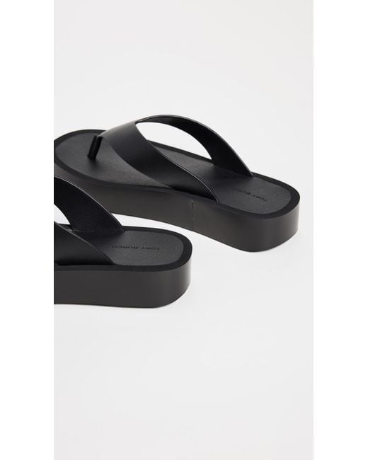 Tory Burch Black Leather Platform Flip Flops