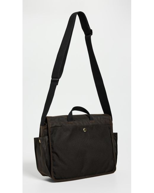 Barbour Black Field Wax Messenger Bag for men