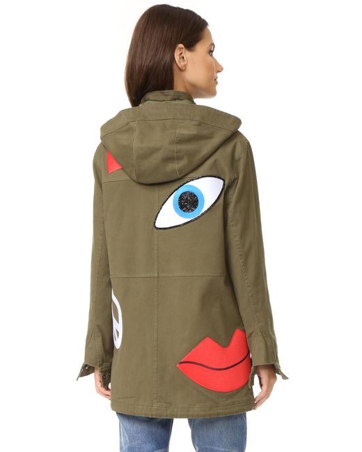 Alice + Olivia Cheryl Embroidered Oversized Parka in Green | Lyst