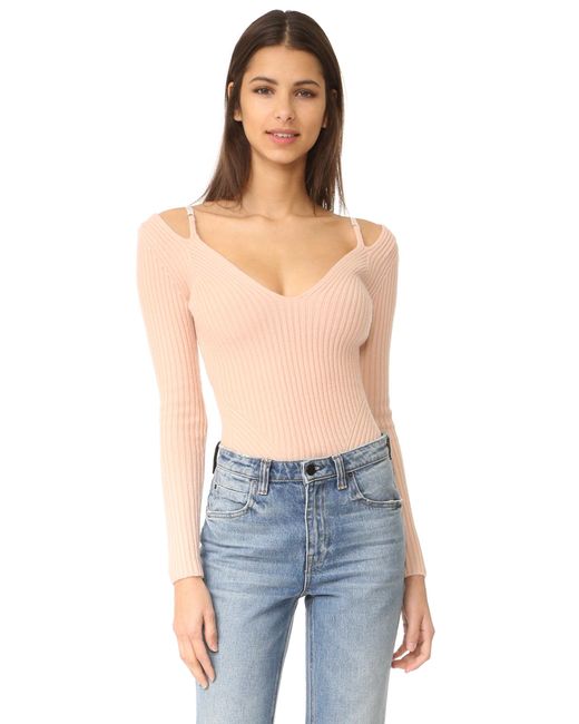 Alexander Wang Multicolor Ribbed Lingerie Strap Sweater