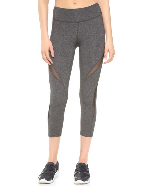 Beyond yoga Double Panel Mesh Capri Leggings in Gray (Heather Grey