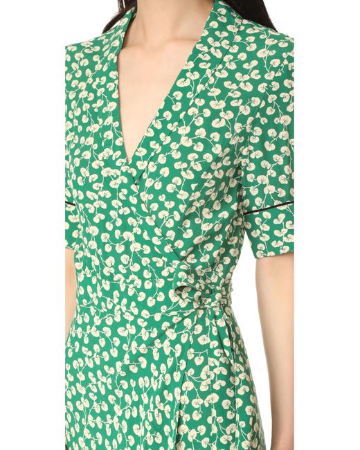Ganni Women's Dalton Crepe Long Shirt Dress in Green | Lyst