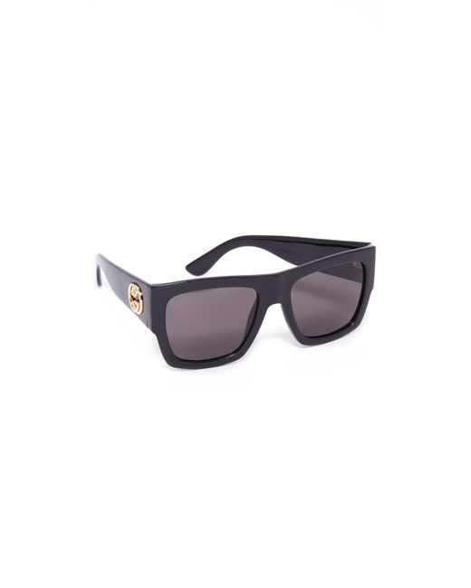 Gucci Gray Gg Emphasis Flat Top Oversized Sunglasses